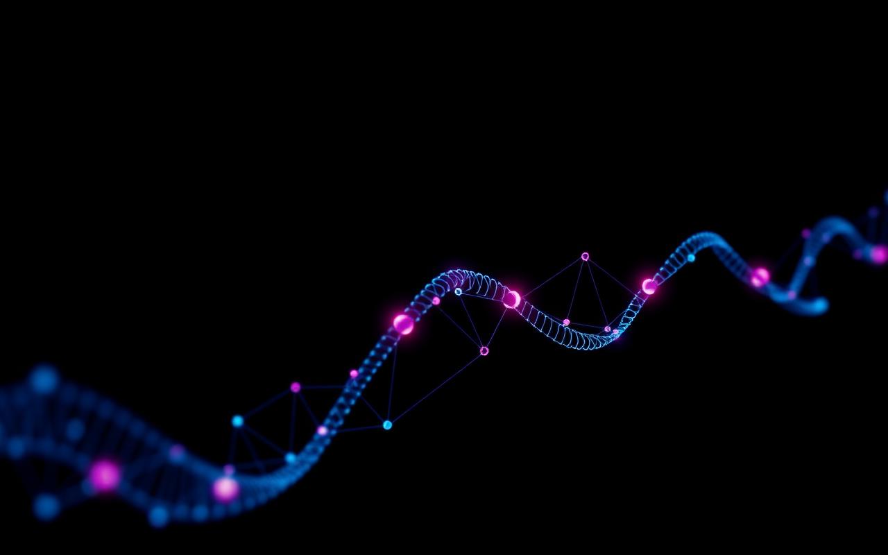 Abstract peptide chain network illustration